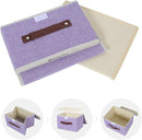 ANMINY Storage Bin with Lid Storage Boxes with PU Leather Handles PP Plastic Board Decorative Foldable Lidded Cotton Linen Fabric Home Cubes Baskets Closet Organizer Container - Purple, Small Size by TinyTreasures Baby Boutique