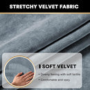 PrinceDeco Stretch Velvet Couch Cushion Cover,Soft Cushion Slipcover for Chair Cushion Fitted Sofa Cover Furniture Protector for Sectional Cushion Cover (Width Up to 29.5", Stone Blue) by CozyNest Decor