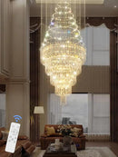 Flashing God 40''X120 High Ceiling Chandelier Crystal Raindrop Gold Chandeliers Staircase Large Chandelier Villa Entrance Foyer Pendant Light Foyer High Ceiling Light 15 GU10 Bulb Dimming by CozyNest Decor
