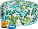 FUNHOME Inflatable Outdoor Ottoman with Air Pump,20"x9" Portable Patio Pouf,Water Resistant,Fade-Resistant,Round Blow Up Footrest Stools for Home Garden Camping Travel(Palm Leaf) by CozyNest Decor