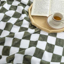 LOMAO Throw Blankets Flannel Blanket with Checkerboard Grid Pattern Soft Throw Blanket for Couch, Bed, Sofa Luxurious Warm and Cozy for All Seasons (Dark Olive, 50"x60") by CozyNest Decor