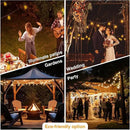DAYBETTER 100ft Series de Luces solares 50 Bulbs 2700K Warm White Solar String Lights Outdoor Waterproof 5W Solar Panel, 12+ Hours Runtime Luces solares automáticas by GreenHaven Gardens