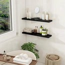 Fun Memories Floating Shelves for Wall, 27.5" Rustic Wood Deep Wall Mounted Shelves with Invisible Brackets for Decor & Storage, Floating Shelf for Living Room, Bathroom (Black, Set of 2) by CozyNest Decor