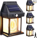 Joomer Solar Wall Lights Outdoor 4PACK, Dusk to Dawn Porch Lights Fixture, Waterproof Exterior Lighting with Clear Panel for Entryway Front Door, Solar Wall Lantern with 3 Modes & Motion Sensor by GreenHaven Gardens