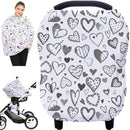 Baby Car Seat Covers, Carseat Canopy, Boys Girls Privacy Breastfeeding Cover (Grey Heart) by TinyTreasures Baby Boutique
