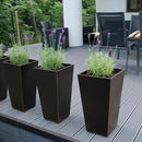 Metallic Taper Planter, 26 Inch Tall Tapered Planter for Front Porch, Patio, Deck, Garden Indoor/Outdoor Tree Planters, Set of 2 Black with Copper Hand Brushed Rim by CozyNest Decor