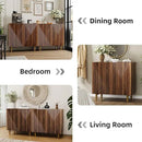 65 Inch Fluted TV Stand, Mid Century Modern Entertainment Center with Storage Cabinets & Adjustable Shelves, Media Console TV Credenza for Living Room, Dining Room, Hallway, Walnut by CozyNest Decor