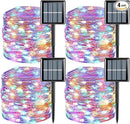 YEGUO Solar Fairy Lights Outdoor Waterproof, 4 Pack Each 33ft 100 LED String Lights, 8 Modes Silver Wire Twinkle Lights (Multicolor) by GreenHaven Gardens