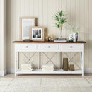 Tribesigns 70.8" Console Table with 3 Drawers, Farmhouse Entryway Table with Storage Shelf, Narrow Long Sofa Foyer Table for Entryway, Hallway (White/Brown) by CozyNest Decor