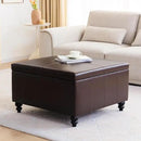 HUIMO Square Leather Storage Ottoman,Ottoman Coffee Table with Storage for Living Room (Brown) by CozyNest Decor
