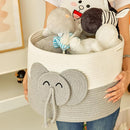 Large Baby Cute Storage Basket for Organizing -Elephant White & Grey 15""x15""x11"", 2024282319065 by TinyTreasures Baby Boutique