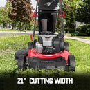 PowerSmart Gas Lawn Mower 21-inch with 140cc Briggs and Stratton E550 Engine, 3-in-1 Push Mower with Mulch, Bagger, Side-Discharge by GreenHaven Gardens