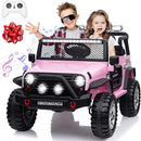 24V 4WD Ride on Truck Car w/800W Motors, Gift Flower, Remote Control, 2 Seaters, Light Bar, 3 Speeds, Pop Music, Power Four Wheels, 25 Volt Ride on Toy Car for Big Kids, Pink by TinyTreasures Baby Boutique
