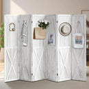 6 Panel Pegboard Room Divider, 5.6Ft Pegboard Display Folding Privacy Screens, Wood Room Divider Peg Board Display Freestanding for Trade Show Craft Show Home Wall Organizer, Retro White by CozyNest Decor
