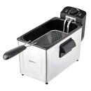 Amazon Basics 3.2-Qt (3.0L) Deep Fryer with 12-Cup Oil Capacity, Adjustable Temperature, Easy Draining Basket, Stainless Steel Exterior, Viewing Window, 1500W, Black & Silver by CozyNest Decor