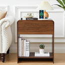 Fluted Nightstand with Charging Station, Mid Century Modern Bed Side Table End Table with Drawer Storage, Large Wooden Night Stands Bedside for Bedroom Living Room Sofa Office, Walnut by CozyNest Decor