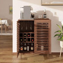Mid Century Bar Cabinet with Wine Racks, Modern Liquor Cabinet with Slatted Doors for Dining Room, Living Room (Walnut Color) by CozyNest Decor