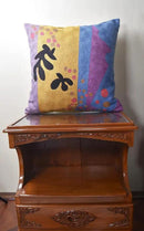 Matisse Gold Pillow Cover Purple Modern Pillowscase Chair Cushion Abstract Farmhouse Flower Outdoor Mid Century Hand Embroidered Wool Size 18x18 by CozyNest Decor