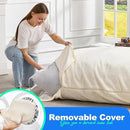 Hobestluk 3 in 1 Bean Bag Chair Giant Bean Bag Chairs for Adults with Plush Faux Fur Cover Convertible Bean Bag Floor Cushion with Machine Washable Cover for Living Room (Plush White) by CozyNest Decor