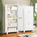 75.2" Tall Metal Pantry Cabinet, Kitchen Pantry Storage Cabinets with 4 Door and 4 Adjustable Shelves, White Storage Cabinet, Freestanding Cupboard for Kitchen Dining Room Living Room Bathroom by CozyNest Decor