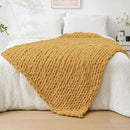Bigacogo Chunky Knit Throw Blanket for Couch, 40x60 inches, 100% Hand Knitted with Thick Jumbo Chenille Yarn, Cozy Soft Large Rope Knot Cable Crochet Blankets for Sofa Bed Living Room, Mustard Yellow by CozyNest Decor