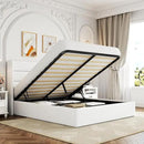 Allewie Full Size Velvet Lift Up Storage Bed, Modern Wingback Headboard, Hydraulic Support, No Box Spring Needed, White by CozyNest Decor