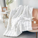 RYNGHIPY Faux Fur Throw Blanket Double Sided Thick and Warm Plush Fluffy Faux Rabbit Fur Decoration for Couch Sofa Chair and Bed Cream Winter Blanket (Ivory, 51''x63'') by CozyNest Decor