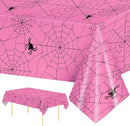2 Pcs Halloween Tablecloth - Plastic Halloweens Spider Webs Table Cloth, Pink Disposable Rectangle Spiderweb Table Cover for Halloween Party Decorations Supplies Favors Tables Decor, 108 x 54 Inch by CozyNest Decor