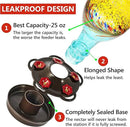 LUJII Hand Blown Glass Hummingbird Feeder for Outdoors with Ant Moat, Leak Proof & Rustproof, 25 fl.oz, Metal Base Cover with 5 Feeding Ports & Perches, Glass Art for Garden Decor (Blue Mixed Yellow) by GreenHaven Gardens