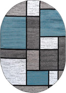 Rugshop Contemporary Modern Boxes for Home Office,Living Room,Bedroom,Kitchen Non Shedding Oval Area Rug 5' x 7' Blue by TinyTreasures Baby Boutique