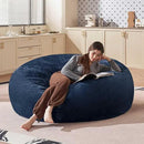Bean Bag Chair 6Ft, Memory Foam Filled, Large Beanbag Chairs for Adults and Teens, Soft Sofa with Removable Flannel Cover, Round Couch for Living Room Bedroom College Dorm (Blue, 6FT-67×67"×24") by CozyNest Decor