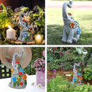 Elephant Garden Statue Solar Lamp with 8 Led Lights Decor Outdoor Resin Waterproof Sculpture Patio Lawn Yard Porch Decorations Housewarming Gifts for Women Mom Grandma by GreenHaven Gardens