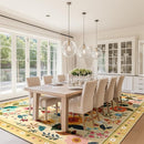 Floral 8x10 Area Rug Machine Washable Soft Print Boho Carpet Non Slip Doormat Low Pile Flower Area Rugs for Living Room Bedroom Nursery Kitchen Dining Room Indoor-Ivory/Yellow by TinyTreasures Baby Boutique