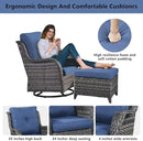 5 Pieces Patio Furniture Sets Wicker Outdoor Furniture, Rattan Patio Swivel Glider Chairs with 2 Ottoman and Glass Side Table