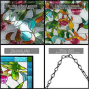 VEWOGARDEN W10xH15 inch Hummingbird Stained Glass Window Hangings, Suncatcher Panel with Chain for Wall or Windows by GreenHaven Gardens