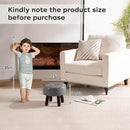 Ottoman, Small Foot Stool, Round Leather Pouf Ottoman, 13''L x 13''W x 10.2''H Foot Rest with Non-Skid Rubber Legs for Living Room Bedroom Couch Entryway, Grey by CozyNest Decor