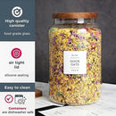 Set of 2 Large Glass Flour and Sugar Containers with 132 Pantry Labels - Glass Food Storage Jars with Airtight Bamboo Lid for Flour Pasta Candy Coffee Cookie and More(1 Gallon/4000 ml)