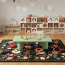 Living Room Rug 6x9 Rug Machine Washable Boho Area Rug Non Slip Floral Vintage Low Pile Large Rug for Living Room, Bedroom, Farmhouse, Dining Room, Kids Playroom(Black) by CozyNest Decor