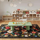Area Rugs 9x12 Living Room Clearance Washable Boho Rug Non Slip Floral Vintage Low Pile Large Rug for Living Room, Bedroom, Farmhouse, Dining Room, Kids Playroom(Black) by CozyNest Decor