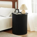 AVZEAR Fluted Round Side Table Small Mid Century End Table, 17.7" Fluted Nightstands Modern Circle Bedside Tables, Black Wood Night Stand for Small Spaces, Living Room, Bedroom (Black) by CozyNest Decor