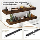 Heimlove 12" Deep Floating Shelves, 36 x 12 Inch Wall Mounted Long Floating Shelf with Invisible Brackets, for Home Decor, Bedroom, Kitchen, Living Room, Bathroom - 2 Pack, Rustic Brown by CozyNest Decor