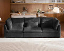 Oversized Modular Sofa, Extra Deep Cloud Corduroy Sectional Couch with Ottoman Chaise, Fluffy Chenille 3 Seater Sofa for Living Room, Villa (Basic 3 Seater, Corduroy Black) by CozyNest Decor