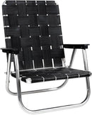 Lawn Chair USA Folding Aluminum Outdoor Patio Lawn Chair | Heavy-Duty Webbed Chairs for Camping, Sports, Beach, Yard & Tailgating | Lightweight Portable | High Back Beach Chair - Midnight by GreenHaven Gardens
