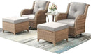 Outdoor Wicker Patio Furniture Set - 5 Pieces Rattan Patio Conversation Set with 2 Rocking Swivel Chairs,2 Ottomans and 1 Side Table for Porch Deck Backyard Garden(Yellow/Beige) by GreenHaven Gardens