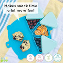Silicone On-The-Go Snack Mat – Foldable Reusable Placemat with 3 Compartments and Lids – Travel-Friendly Baby and Toddler Snack Plate – Dishwasher Safe (Ocean) by TinyTreasures Baby Boutique
