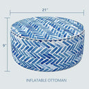 LVTXIII Indoor/Outdoor Inflatable Ottoman, All Weather Round Footrest Stool D21”x H9”, Portable for Patio Garden Camping or Home-Blue Bricks by CozyNest Decor