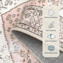 Lahome Boho Washable Living Room Area Rug - 3x5 Small Pink Rugs for Bedroom Non-Slip Throw Nursery Kids Room Rug, Vintagel Print Carpet Rug for Kitchen Office Bathroom Laundry Room (Pink, 3'x5') by TinyTreasures Baby Boutique
