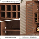 Mid Century Bar Cabinet with Wine Racks, Modern Liquor Cabinet with Slatted Doors for Dining Room, Living Room (Walnut Color) by CozyNest Decor