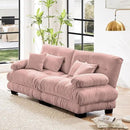 Loveseat Modular Sectional Sofa, Cloud Couch 2 Seater Sectional Couch Home Sofa Living Room Oversized Couch, Modern Deep Seat Couch with Chaise with Round Bolster Armrests 4 Pillows(Pink) by CozyNest Decor