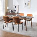 BV Dining Chairs Set of 2, PU Leather Armless Kitchen Chair in Modern Walnut Style, Mid Century Bentwood Side Chair with Metal Legs, Retro Accent Guest Chair for Kitchen Dining Room(Brown) by CozyNest Decor